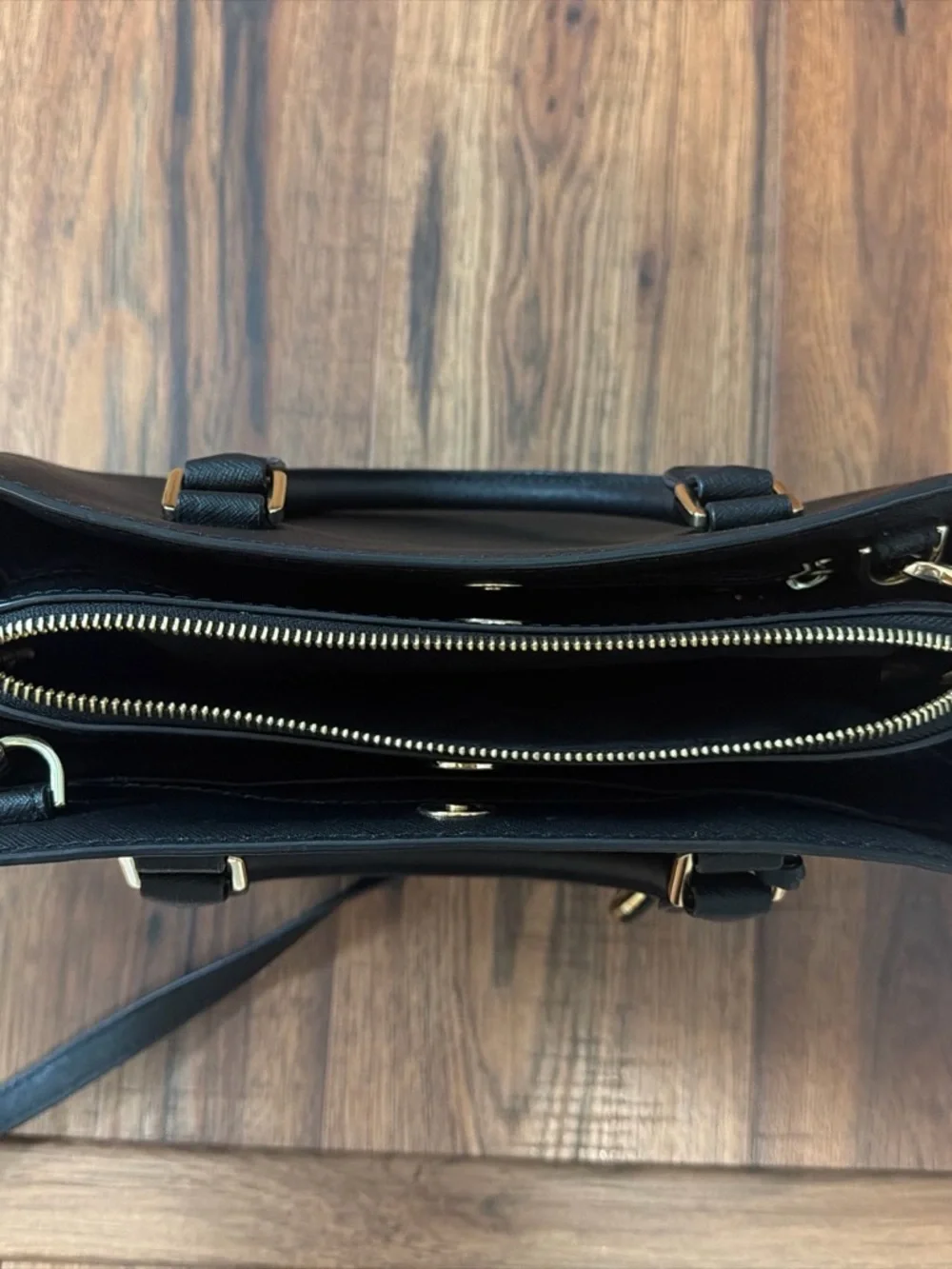 Michael Kors Black Saffiano Satchel with Gold Hardware